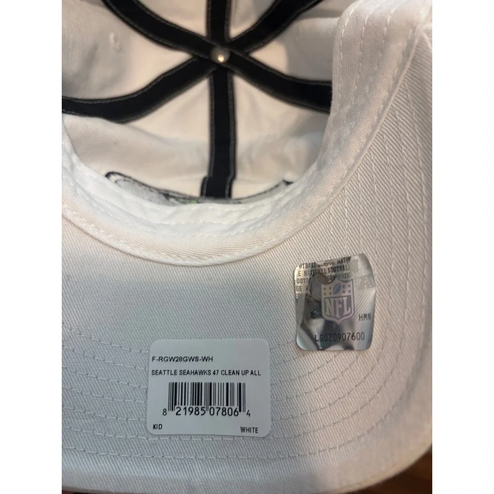 47 Brand Seattle Seahawks Kids Clean Up Hat White Adjustable NFL Cap